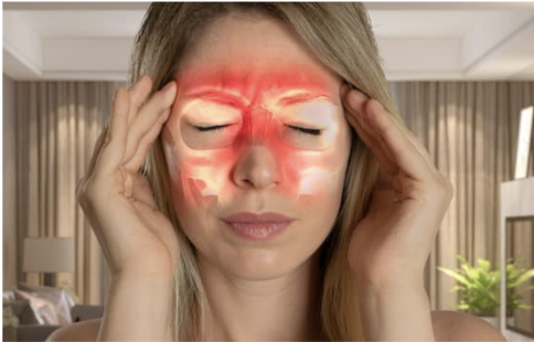 Sinus infections areas highlighted in red